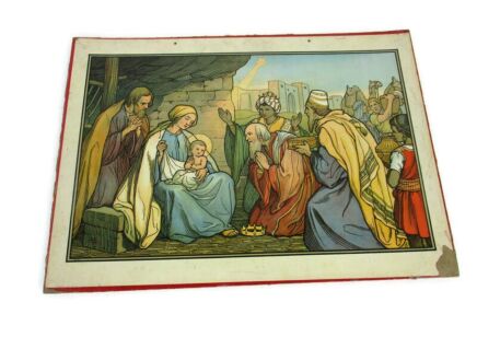 Antique Religious Cardboard Print Mosella 1913 Trier the three magi