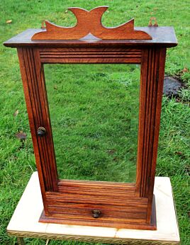 Antique French Wood Medicine Wall Cabinet Apothecary Beveled Glass mirror Vintage