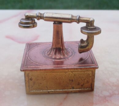 Vintage Miniature antique Telephone Doll House Brass Copper for Doll House or collectible
