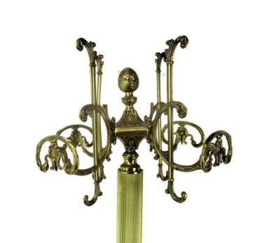 Standing Hall Tree Coat Rack Brass Hollywood regency Ornate Pine Apple Gorgeous