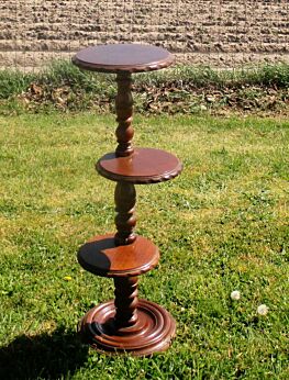 3 Tier Pedestal Table Plant Stand Carved Twisted wood Beautiful 35.03"