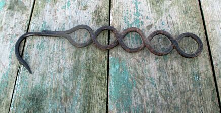 antique Hanging couple Small Butcher Racks Cast Wrought Iron French Rustic