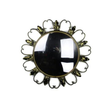 Retro Modernist Starburst Sunburst Metal Wall Convex Mirror Mid Century Modern