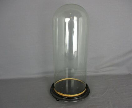 Large Antique Round Hand Blown Glass Dome Globe Steampunk Display 16.53" D 6.69"