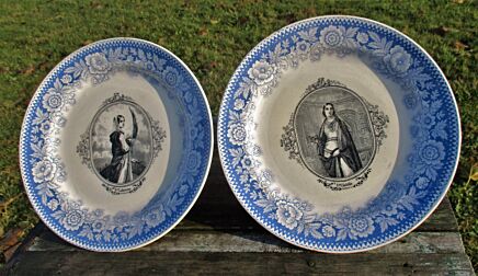2 Rare Boch Keramis Cabinet Charger Collector Plates Saints Cathérine Clotilde