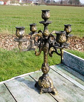 Antique Brass Ornate 5 Arm Candle Holder Candelabra brass Lovely