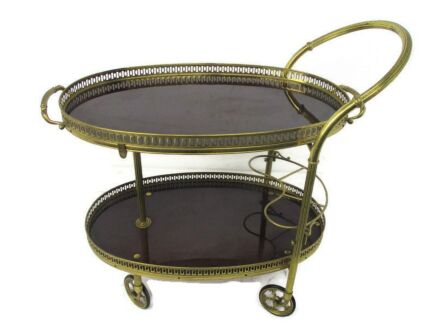 Bar Cart Trolley Cocktail Kitchen Island Serving Tray Hollywood Regency Funky