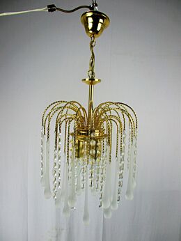 Wedding Chandelier Teardrop Beaded 3 Lights Prisms Waterfall era Venini