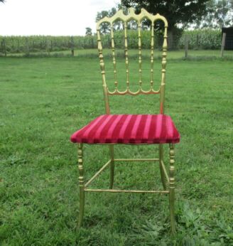 Vintage Authentic Chiavari Chair Brass Hollywood Regency Italian refurbished