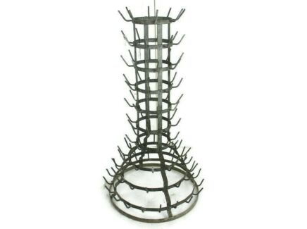Large French Antique Champagne Wine Bottle Drying Rack 10 tier Rustic HTF