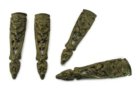 4 pcs Antique Cast Brass Furniture Trim Flower Hardware Ornate Reclaimed