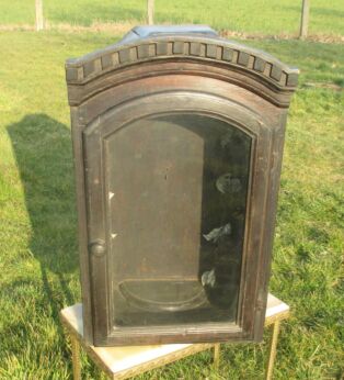 Large Antique Chapel Altar Prayer Box Ornamental Flowers Wooden Display Cabinet 19th century