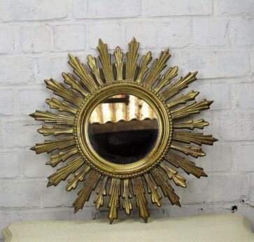 Sunburst Starburst Wall Hanging  Mirror Mid Century Modernist Hard Plastic