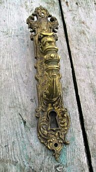 Large Antique Ornate Brass Door Pull Push Handle Reclaimed Architectural Knob