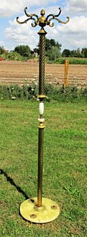 Ornate Vintage Coat Hat Rack Hall Tree Stand Floor Twisted Brass Onyx Marble