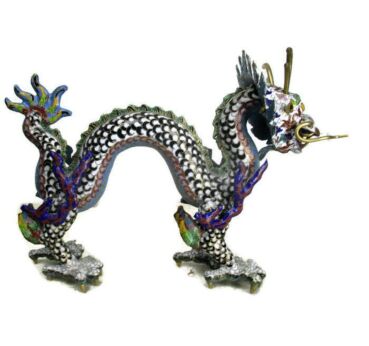 Dragon Cloisonne Enamel Brass Polychrome Figurine Statue Lovely