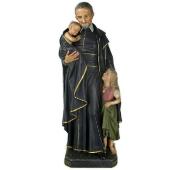Large Statue Saint Vincent de Paul Church Patron Charity Hospital Plaster 40.15"