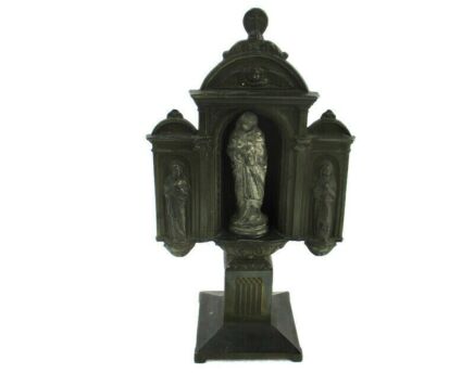 Chapel Niche Adoration Virgin Mary Madonna Small Spelter