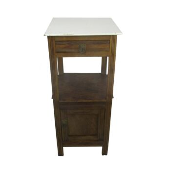 Antique French Art Deco White Top Plasticized Side Cabinet Lamp End Table Nightstand