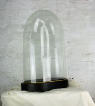 XXL Antique Victorian Oval Hand Blown Glass Globe Dome Steampunk Clock 24.40"