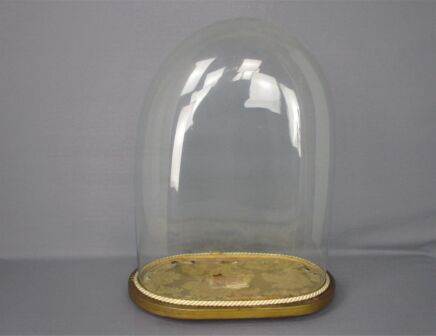 Antique Victorian Oval Hand Blown Glass Globe Dome Doll Clock 19.29" H 13.77"