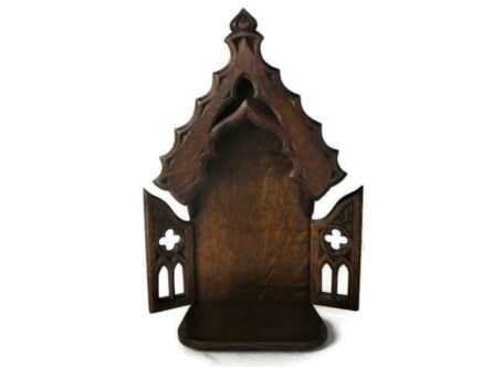 hand Carved Wooden Chapel Niche for Statue Gothic Style Standing Lovely Vintage Gorgeous French Oak