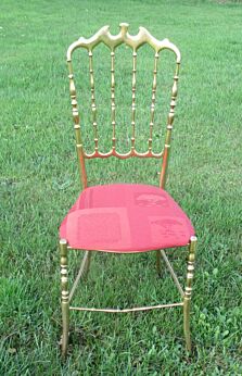 Vintage Authentic Chiavari Chair Brass Italian Hollywood Regency Design Seating