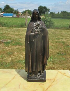 Vintage Statuette Plaster Chalkware St Therese of Liseaux Sancta Teresa 16.34"