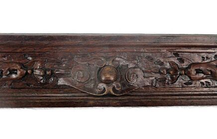 Pair Antique 19th C Hand Carved Wood Drawers Corbels Pediment Architectural