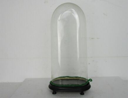 Antique Victorian Oval Hand Blown Glass Globe Dome Doll Clock 15.94" H 7.08"W