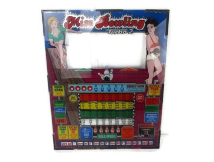 Vintage 70s Slot Gambling Machine Glass Plaque Miss Bowling turbo 2