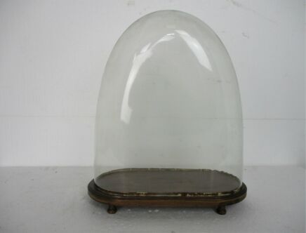 Antique Victorian Oval Hand Blown Glass Globe Dome Doll Clock 14.96" H 13.38"W