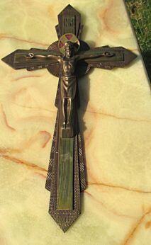 Gothic French Brass Bronze Crucifix Cross Jesus Christ 16.54" Stunning