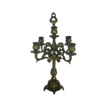 Gorgeous Brass Ornate Embossed Candle Holder Stick Candelabra Sniffer 5 arm Vintage