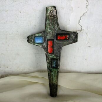 Mid Century Modern Ceramic Modernist Crucifix Era Amphora Perignem 9.84"