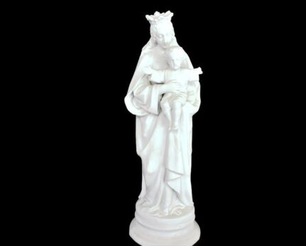 Large French Antique 1900 Bisque Statue Virgin Mary Our Lady Infant Jesus Exquisite 14.56"