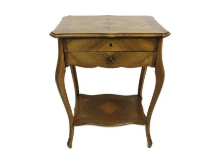 Antique Art nouveau Inlay Wood Sewing Quilting Box table Cabinet Two Tier Gorgeous