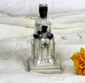 Small Our Lady Of Montserrat Black Madonna Virgin La Moreneta Resin Statue 5.51"