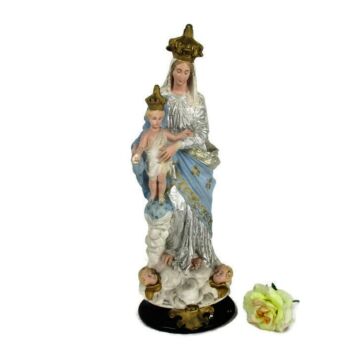 Antique Neo Gothic 1900 Virgin Infant Angels Plaster Notre Dame De Victoire