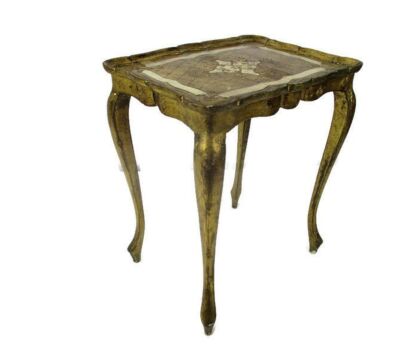Italian Florentine Hollywood Regency Wood Stacking Nesting Side Coffee Table