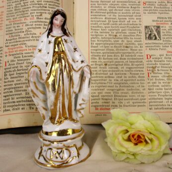 Antique Statue Vieux Paris French Porcelain Virgin Mary Madonna Open Arms HTF