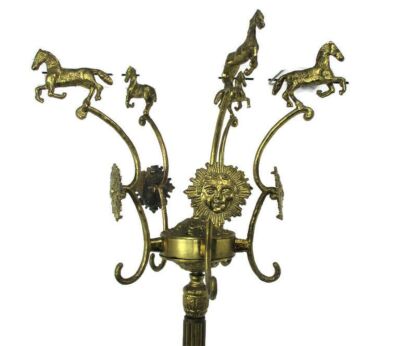 Standing Hall Tree Coat Hallway Rack Brass Hollywood regency Sunburst Horses HTF