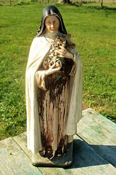 Vintage Statuette Plaster St Therese of Liseaux Sancta Teresa 12.20"