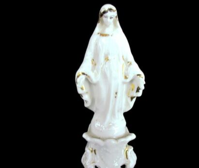 Miniature Antique 1900 Vieux Paris Bruxelles Porcelain Bisque Statue Virgin Mary Madonna Infant Jesus 5.31"