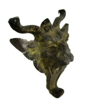6 pcs Antique Cast Brass Gothic Heads Goats Furniture Trim Hardware Reclaimed
