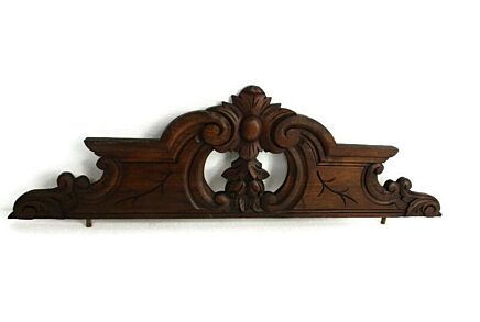 Hand Carved Wood French Pediment Ornate Over door Architectural Antique