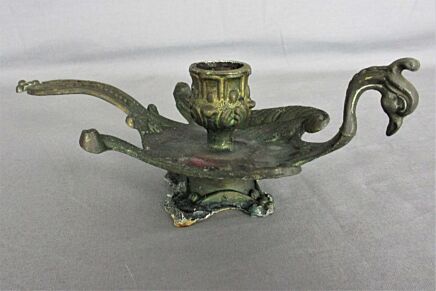 Gothic Vintage Brass Ornate Candle Holder Stick Phoenix Griffin Dragon