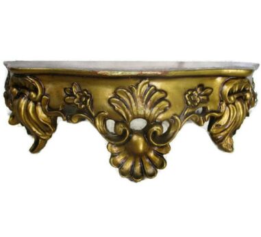 Small Ornate Wall Mounted Console Shelf Gold Plaster Hollywood Regency Corbel