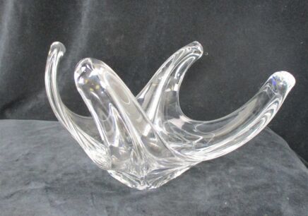 Centerpiece Bowl Hand Blown Art Glass Fruit Dish Clear Murano Style beautiful