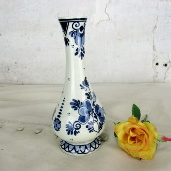 Small Vase Delft Holland Blue White Porcelain Marked Royal Goedewaagen 7.08"